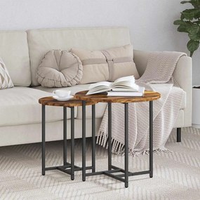 vidaXL Conjunto de mesas de apoio 2 pcs Carvalho defumado e Preto