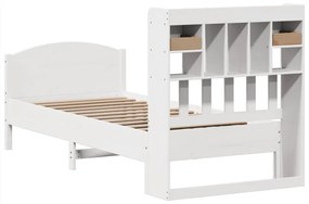 Cama com estante sem colchão 75x190 cm pinho maciço branco