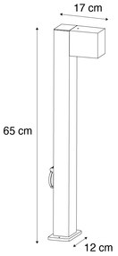 Candeeiro de chão moderno para exterior preto 65cm com tomada IP44 - Baleno Moderno