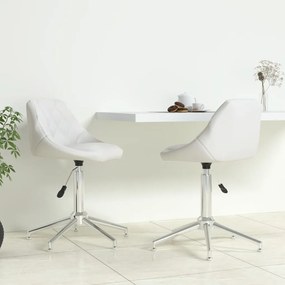vidaXL Cadeiras de jantar giratórias 2 pcs couro artificial branco