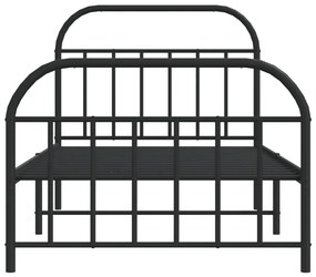 Estrutura de cama com cabeceira e pés 107x203 cm metal preto