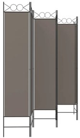 Biombo com 6 Painéis em Tecido Cinzento - 240x220 cm - Design Moderno