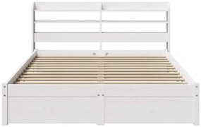 Estrutura de cama c/ cabeceira sem colchão 140x190 cm branco