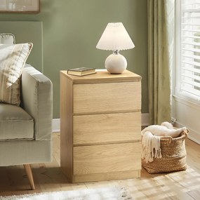 Mesa de cabeceira moderna com 2 tomadas e 2 portas USB com 3 gavetas 35 x 40 x 59 cm em amarelo palha