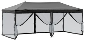 Tenda para festas dobrável com paredes laterais 3x6 m preto