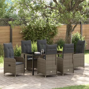 vidaXL Conjunto de Jantar de Jardim com Almofadas em Ratan PE Cinza
