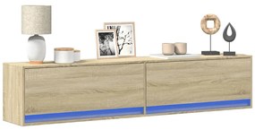 Móvel de parede p/ TV c/ luzes LED 180x31x38 cm carvalho sonoma