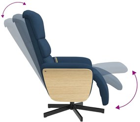 Cadeira de massagens reclinável c/ apoio de pés tecido azul