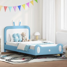vidaXL Estrutura de Cama Infantil com Cabeceira Azul 90 x 200 cm PU