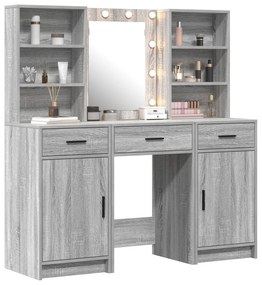 Conjunto de Mesa de Maquilhagem 3 Peças vidaXL Cinzento Sonoma em Made