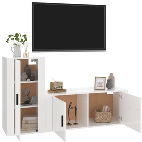 2 pcs conjunto móveis de TV derivados madeira branco brilhante