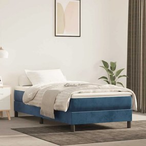 vidaXL Colchão de molas ensacadas 100x220x20 cm veludo azul-escuro