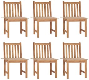 Cadeiras de jardim 6 pcs c/ almofadões madeira de teca maciça