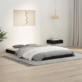 vidaXL Estrutura cama de casal pequena 120x190 cm pinho maciço preto