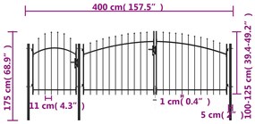 Portão de jardim 1,75x4 m aço preto