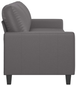 Sofá de 3 lugares 180 cm couro artificial cinza