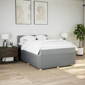 Cama com molas/colchão 140x190 cm tecido cinzento-claro