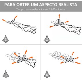 HOMCOM Árvore de Natal Artificial 210cm com 968 Ramos e Suporte de Met