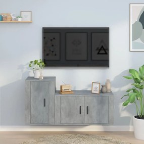 vidaXL 2 pcs conjunto móveis de TV derivados de madeira cinza cimento