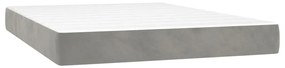 Cama box spring c/ colchão/LED 140x200 cm veludo cinzento-claro