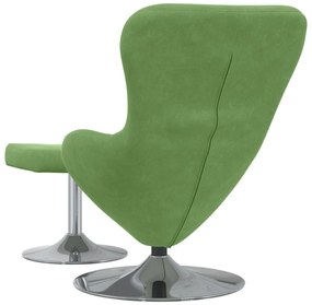 Poltrona Egg vidaXL com Otomana Veludo Verde Claro