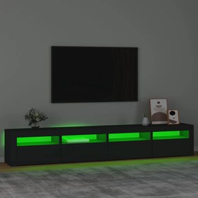 Móvel de TV com luzes LED 240x35x40 cm preto