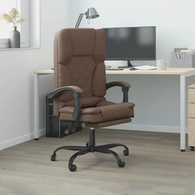 vidaXL Cadeira escritório massagens reclinável couro artif. castanho