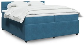 Cama com molas/colchão 200x200 cm veludo azul