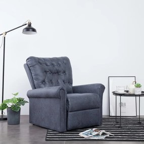 282178 vidaXL Cadeira reclinável couro camurça artificial cinzento