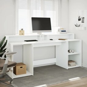 Secretária c/ luzes LED 160x55x91cm derivados de madeira branco