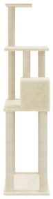 Árvore para gatos c/ postes arranhadores sisal 147 cm cor creme
