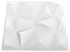 Painéis de parede 3D 48 pcs 50x50 cm 12 m² branco diamante