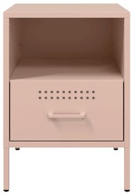 Mesas de cabeceira 2 pcs 36x39x50,5 cm aço rosa