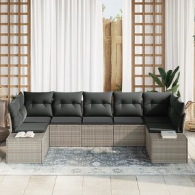 Conjunto de Sofás para Jardim de 7 Peças com Almofadas Cinza-Claro em