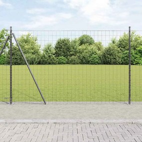 vidaXL Cerca Euro com 7 Posts Flangeados 1.6x10 m de Aço Galvanizado