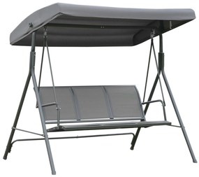 Outsunny Baloiço Jardim de 3 Lugares com Toldo Ajustável Encosto Respirável e Estrutura de Aço para Terraço Balcão Exterior 175x118x159 cm Cinza