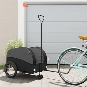 vidaXL Reboque para bicicleta 45 kg ferro preto