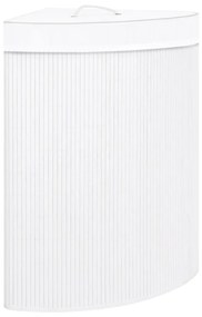 Cesto de canto para roupa suja 60 L bambu branco