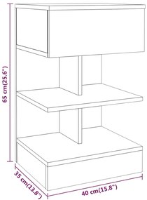 Mesa cabeceira 40x35x65 cm derivados de madeira cinzento sonoma