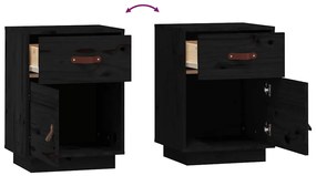 Mesas de cabeceira 2 pcs 40x34x55 cm pinho maciço preto