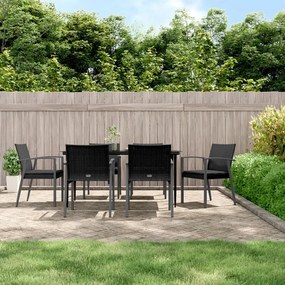 vidaXL 7 pcs conjunto de jantar p/ jardim c/ almofadões vime PE e aço