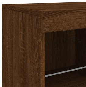 Aparador com luzes LED 81x37x67 cm carvalho castanho