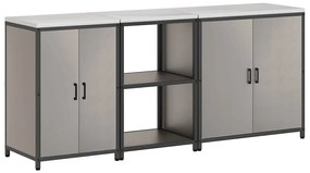 Conjunto de Armazenamento de Cozinha 3 pcs Ferro Enferrujado