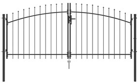 Portão de Jardim com Topo de Lança, Dupla Abertura, Cinza, 100x300 cm,