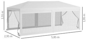 Outsunny Tenda para Festas 6x3 m Tenda Desmontável Exterior com 6 Mosq