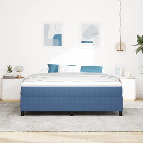 Cama Box com Colchão Azul, Super King, em Tecido Corduroy