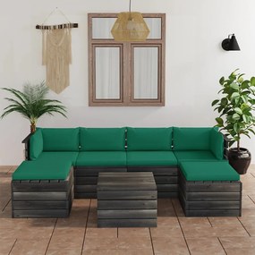 7 pcs conjunto lounge de paletes com almofadões pinho maciço