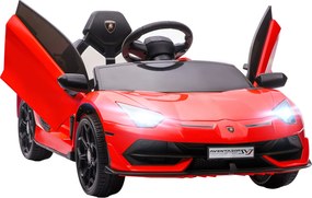 HOMCOM Carro Elétrico Infantil Carro Elétrico Lamborghini 12V Velocidade 5km/h Controlo Remoto MP3 e Luzes 107,5x63x42 cm Vermelho | Aosom Portugal
