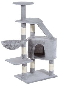 PawHut Arranhador Gatos Postes Escadas Caverna Rede Plataformas Sisal Natural Centro Atividades 55x40x125 cm