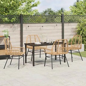 Conjunto de jantar de jardim com 5 peças em poli-rattan marrom